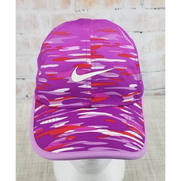 Nike Accessories - Nike 6 Panel Center Swoosh Purple Running Cap Featherlight DRI-FIT Strap Back